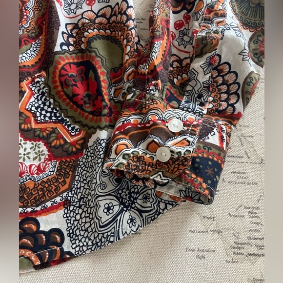 LUCKY BRAND Mod Paisley ButtonDown Shirt Roll-tab Sleeve Size Small - Picture 7 of 12